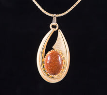Load image into Gallery viewer, Goldstone Teardrop Necklace 18x13 mm