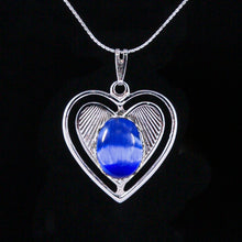 Load image into Gallery viewer, Fiber Eye Heart Necklace, Cobalt Blue