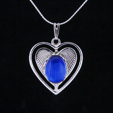 Load image into Gallery viewer, Fiber Eye Heart Necklace, Cobalt Blue
