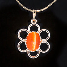 Load image into Gallery viewer, Fiber Optic Stone Flower Necklace, 10x14 mm Orange