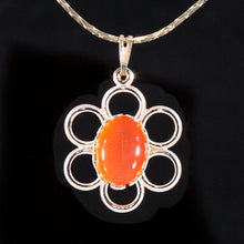 Load image into Gallery viewer, Fiber Optic Stone Flower Necklace, 10x14 mm Orange