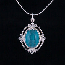 Load image into Gallery viewer, Teal Fiber Eye Leaf Necklace