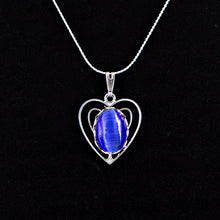 Load image into Gallery viewer, Fiber Eye Heart Necklace, Cobalt Blue