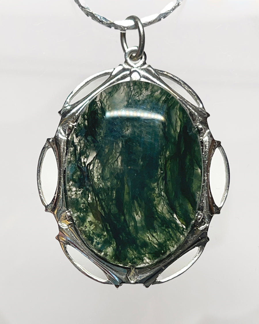 India Green Moss Agate Necklace (Premium)