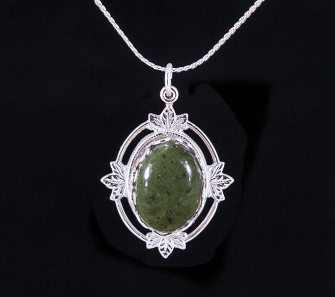 Jade Leaf Necklace in three sizes and three mounting colors