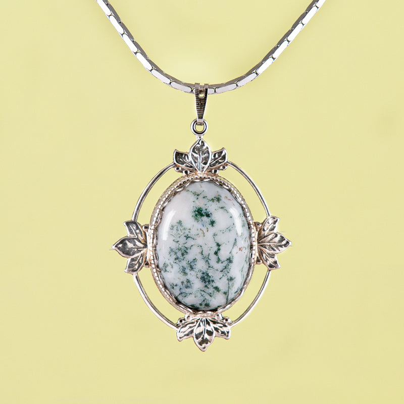 Tree Agate Leaf Necklace