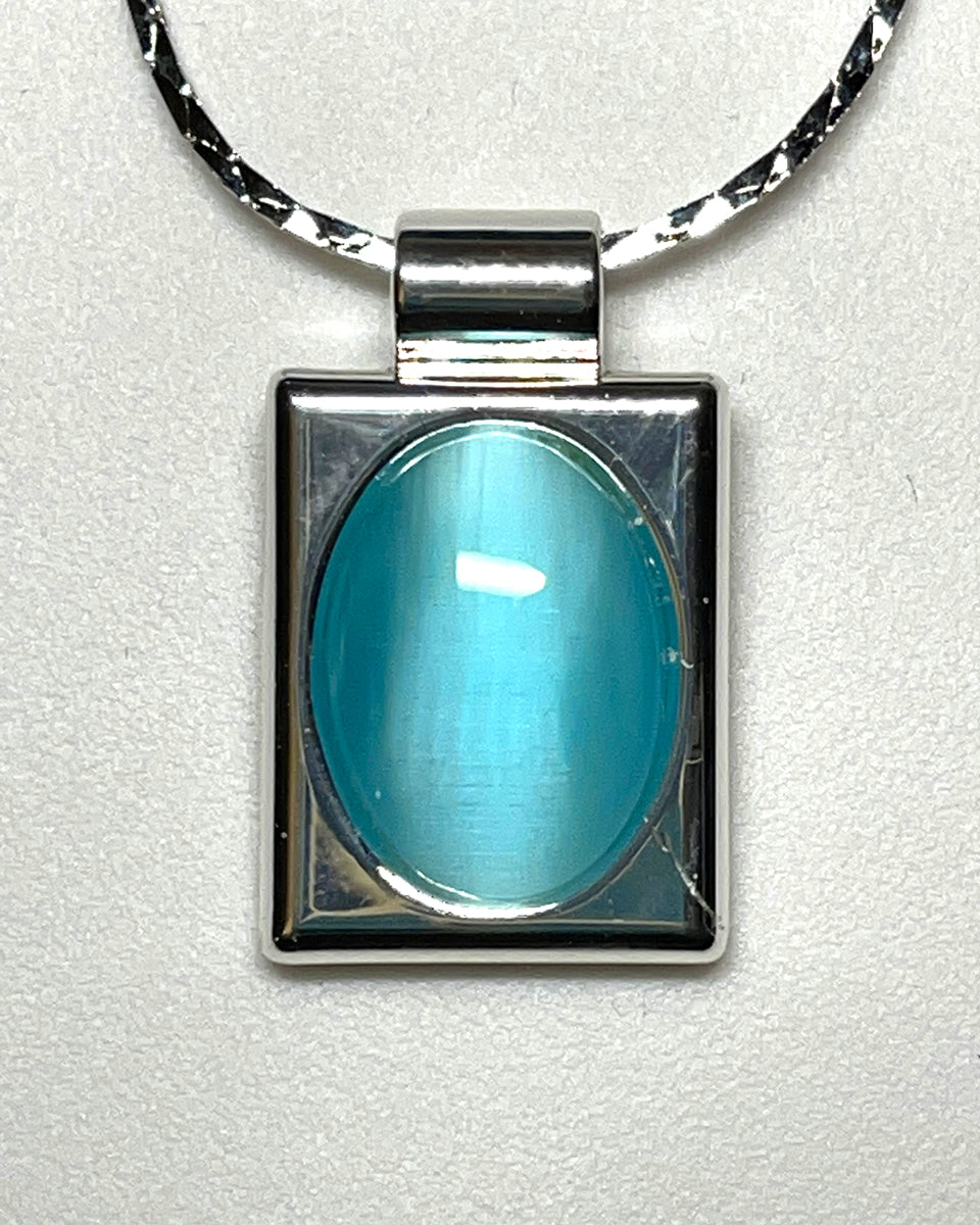 Fiber Optic Stone Necklace — Sky Blue